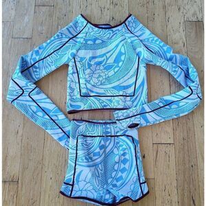 FREE PEOPLE PADMA LAYER TOP & SHORTS SET BLUE WHITE XS NWD